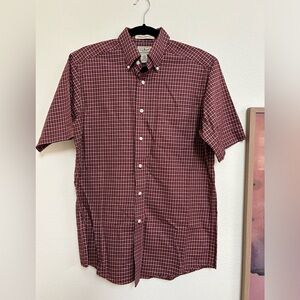 NWOT LL Bean Mens Red Plaid Button Down Short Sleeve Shirt - S Wrinkle Resistant